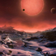 Representación artística del paisaje sobre uno de los planetas del sistema Trappist-1